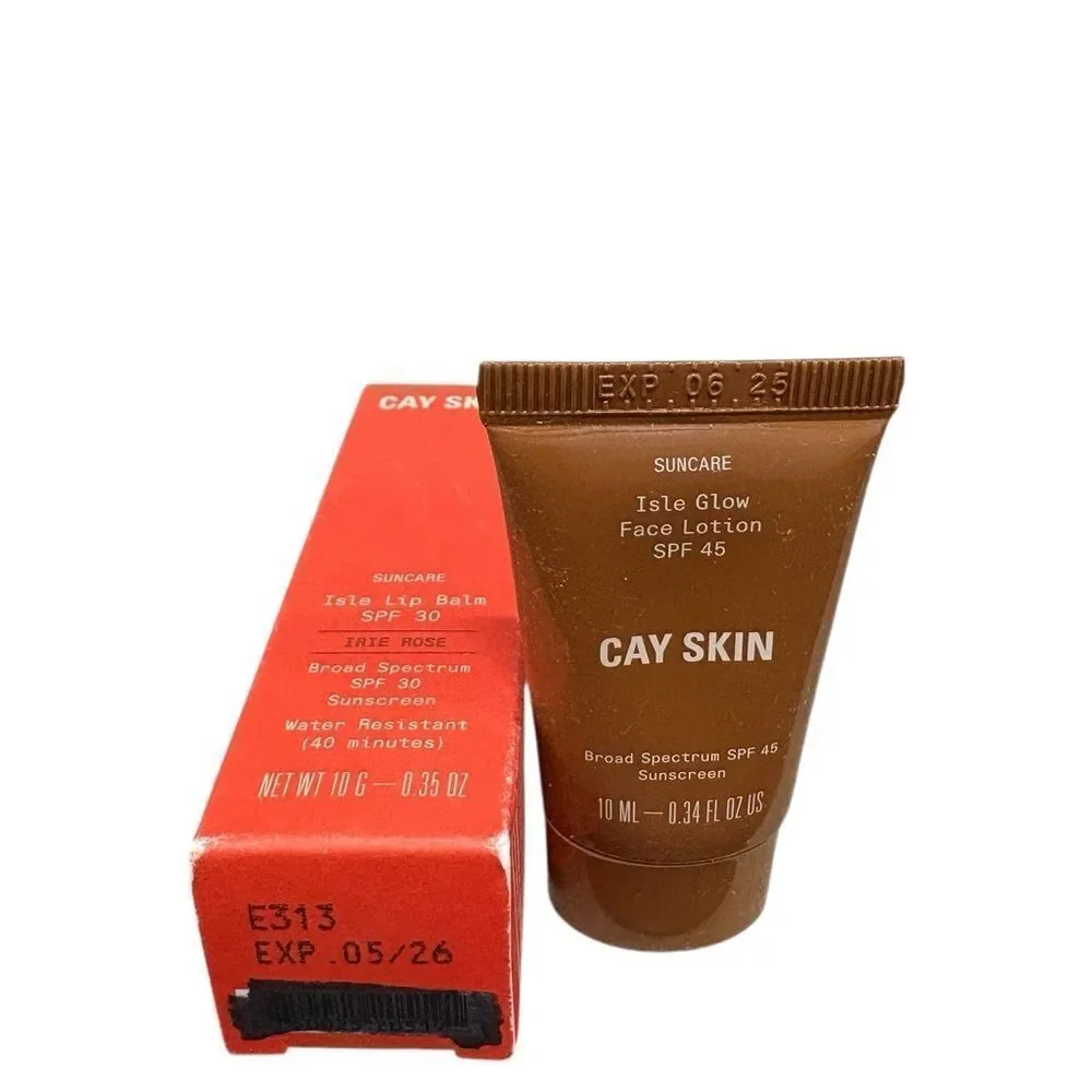 Cay Skin SPF Duo (Isle Lip Balm SPF 30 & Isle Glow Face Lotion SPF 45) New